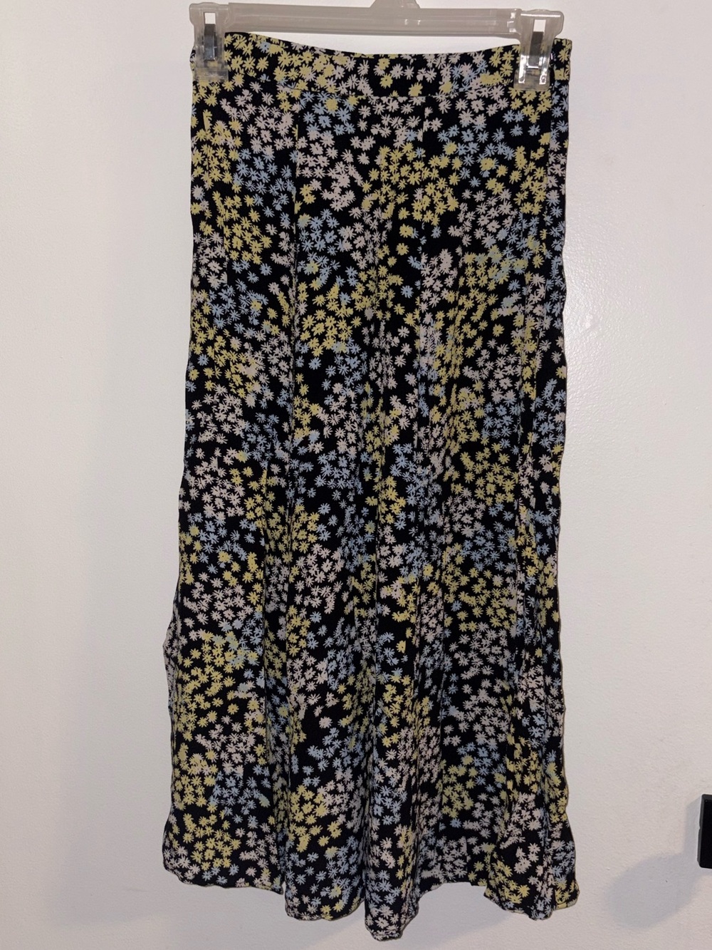 H&M Black Maxi Skirt with Yellow and Light Blue Floral Print